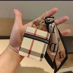 Mini Keychain Bag, Faux Leather Zipper Coin Purse, Scarf Decor